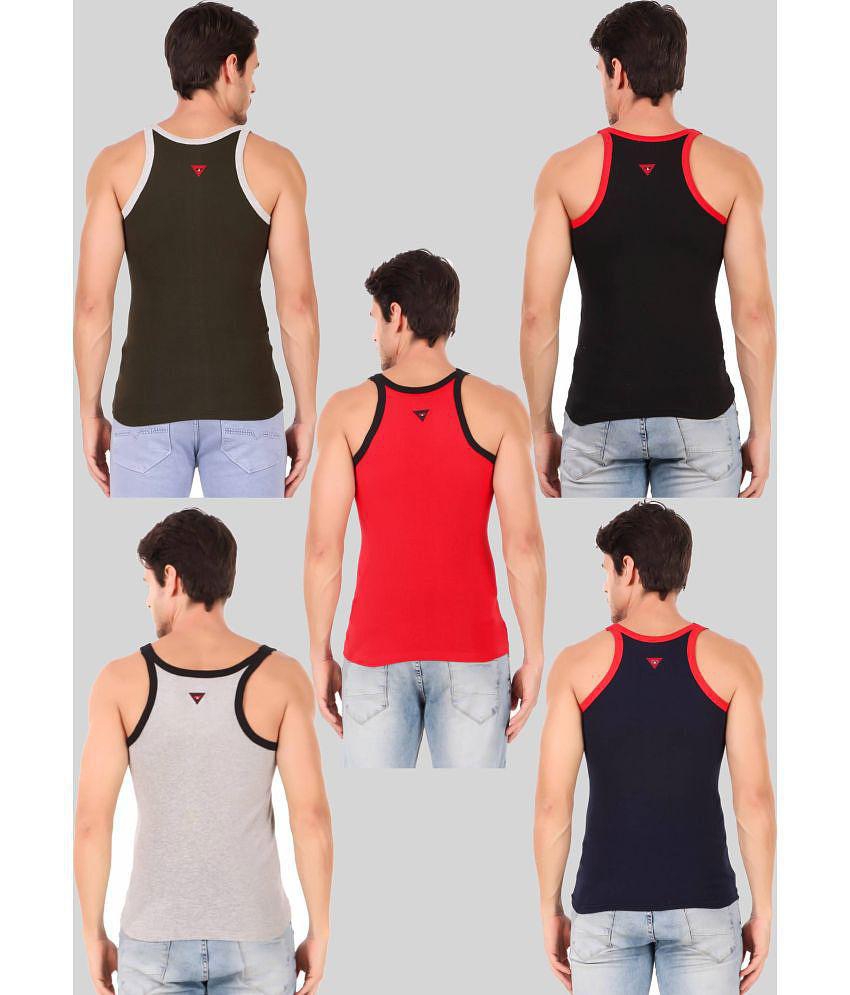 Hap Kings - Multi Cotton Men's Vest ( Pack of 5 ) - None