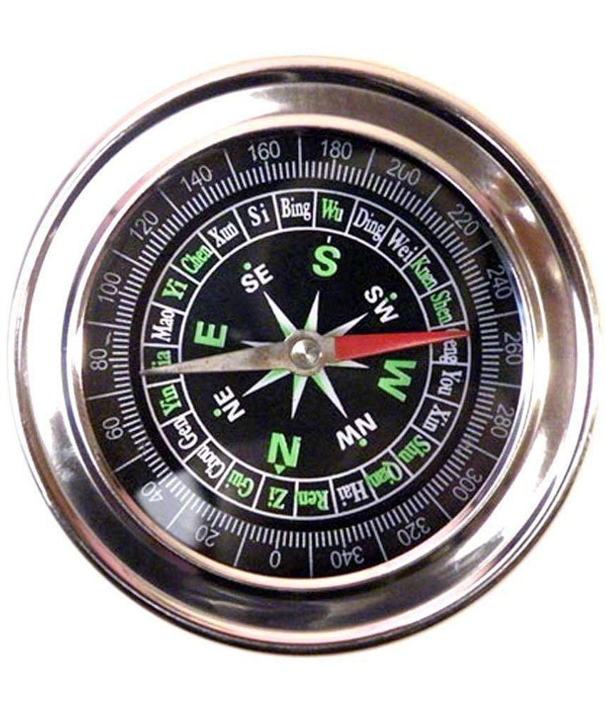 SHB Stainless Steel Vastu Fengshui Camping Navigation Compass (Silver)