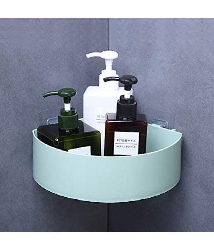 Corner Shelf Bathroom Kitchen Rack Self Adhesive plastic Triangle Wall Mount Storage Basket-1 Piece