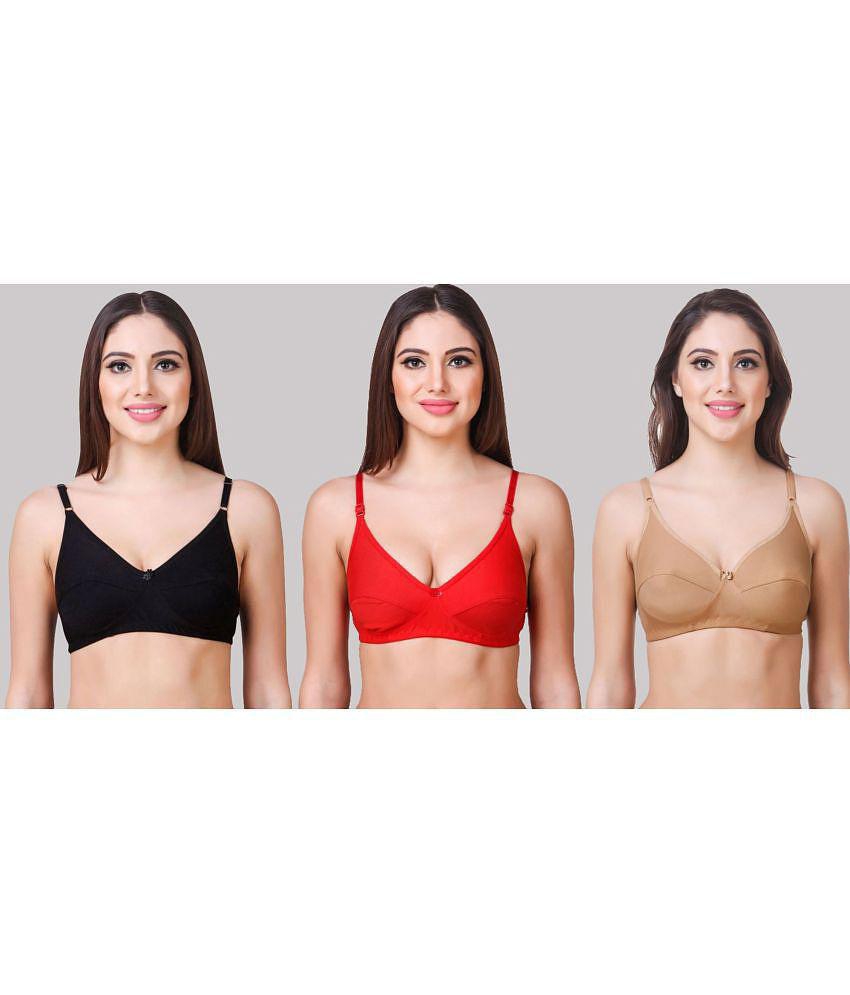 Trendy Men Kiran Enterprises - Multicolor Cotton Blend Non Padded Women''s Everyday Bra ( Pack o