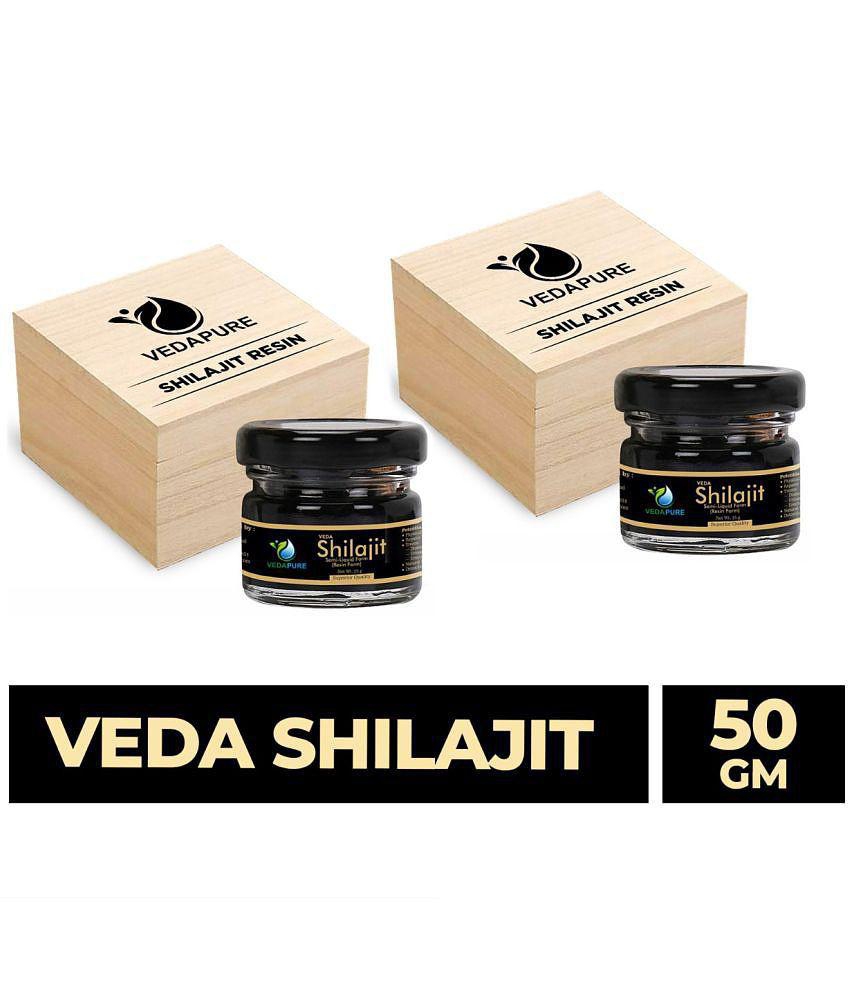 Vedapure Original Shilajit/Shilajeet Resin For Endurance, Bodybuilding and Power & Helps in Energy, Stamina -25 Gram (Pack of 2)