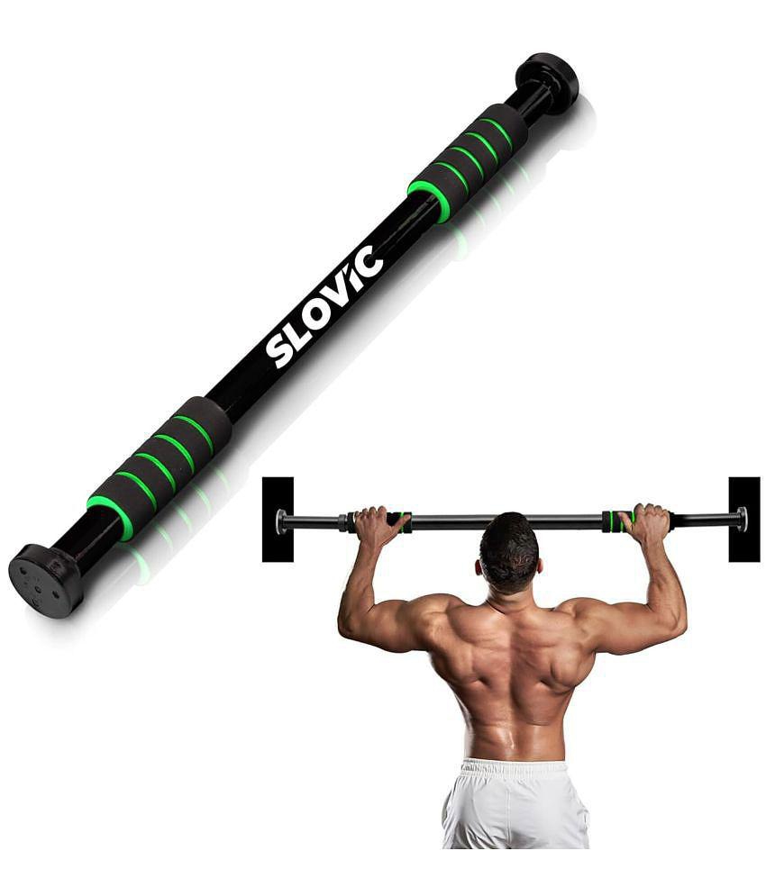 SLOVIC Pull-Up Bar for Home Workout | Non-Slip Carbon Steel Bar (Load Capacity: 100 Kg) Pull-up Bar (Black) - Green