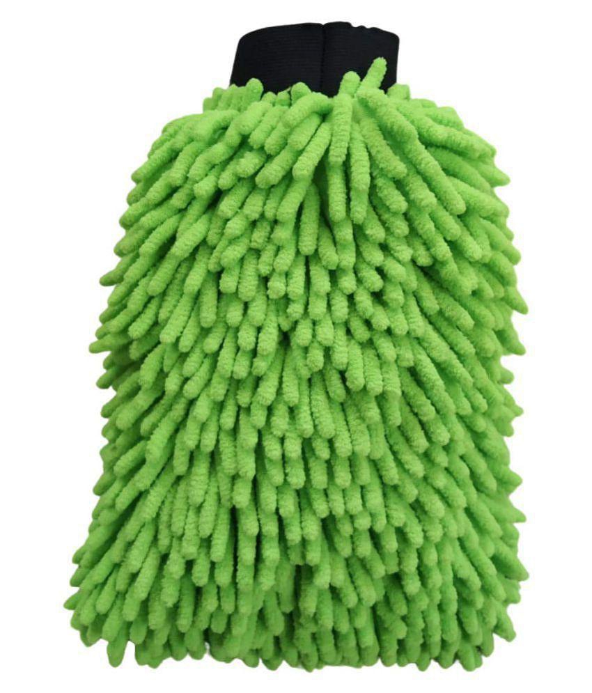 SOFTSPUN Microfiber Chenille & Glass Cloth Mitt, 1 Piece Combo 1700 GSM  Green, Multi-Purpose Super Absorbent and Perfect Wash Clean with Lint-Scratch Free Cars, Window, Kitchen, Home Dustin