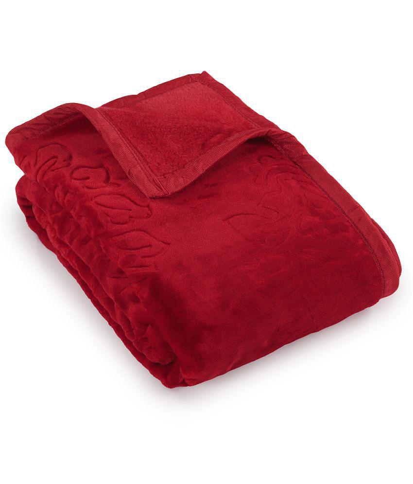 HOMETALES Mink Ethnic Print Double Blanket ( 200 cm x 205 cm ) Pack of 1 - Red - Red