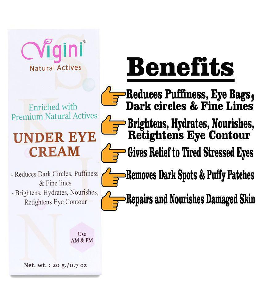 Vigini Under Eye Gel Cream Dark Circles & Spot Wrinkles All Skin Radiance Eye Roller 20 g