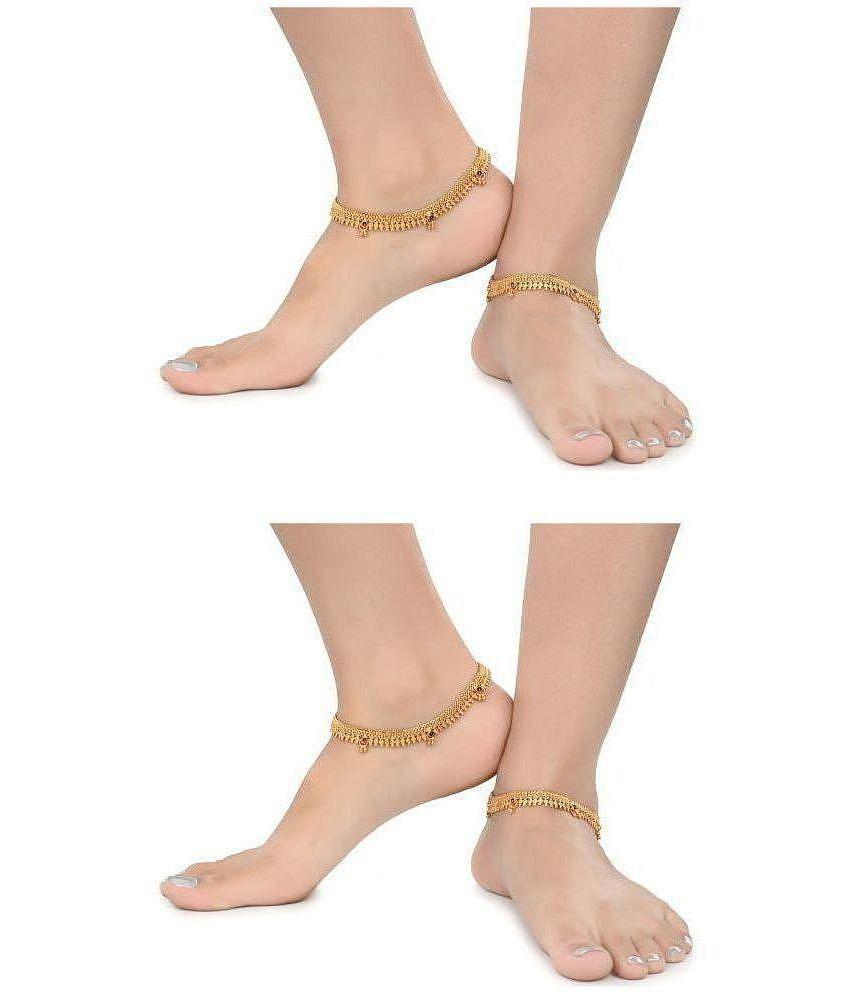 Elegant Men AanyaCentric - Gold Anklets ( Pack of 2 ) - Gold 2025 at ShopCircuit | ONDC