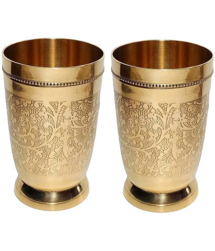 A & H ENTERPRISES - Heavy Water Use Brass Glasses Set 250 ml ( Pack of 2 )