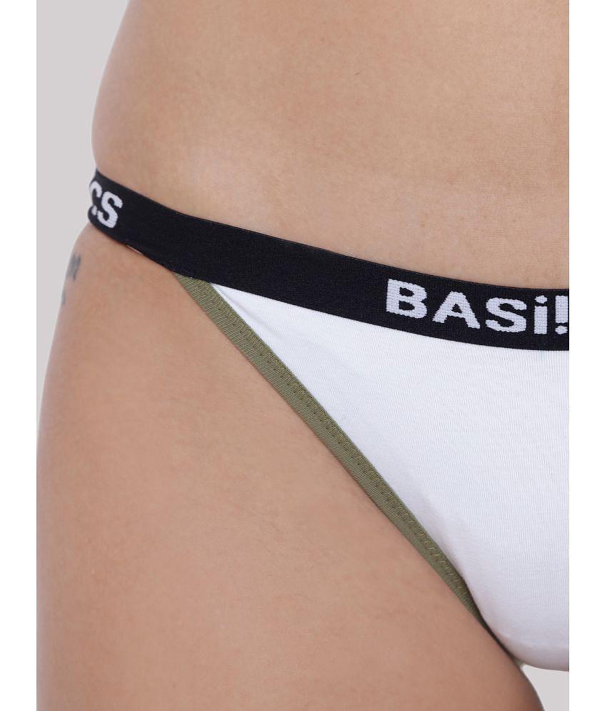 Chic Men BASIICS By La Intimo - White BCPBR09 Cotton Lycra Solid Womens Bikini ( Pack of 1 ) - N