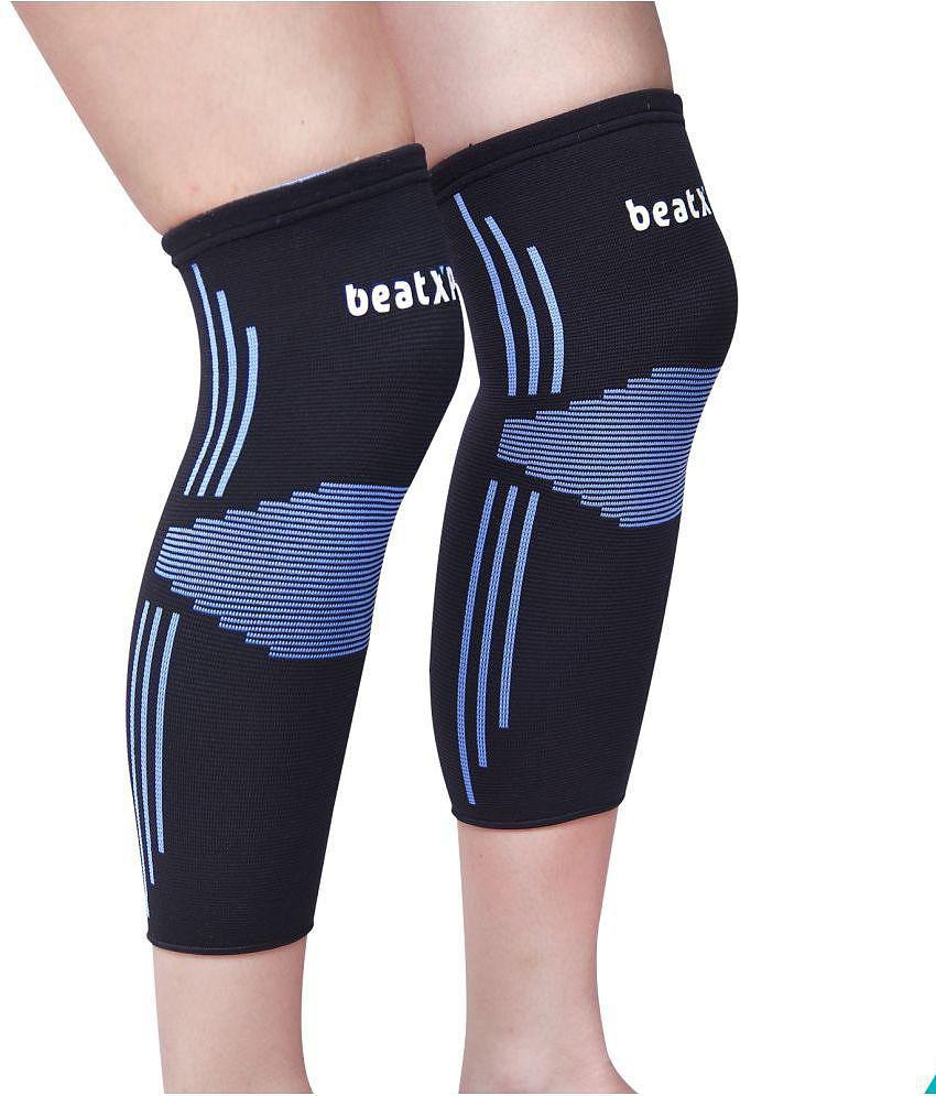 beatXP 3D Knee Support Stripes and Checks Support Cap Brace/Sleeves Pair For Sports, Gym, Pain Relief, Knee Compression Support, Exercise, Running, Cycling, Workout For Men And Women - Extra