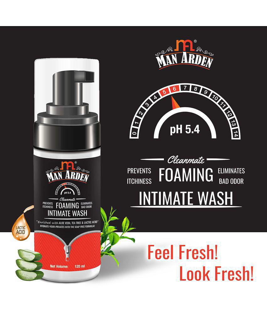 Man Arden Clean Mate Intimate Foaming Wash For Men, pH Balanced Foaming Hygiene Wash | Prevents Itching, Irritation & Bad Odor, 120 ml