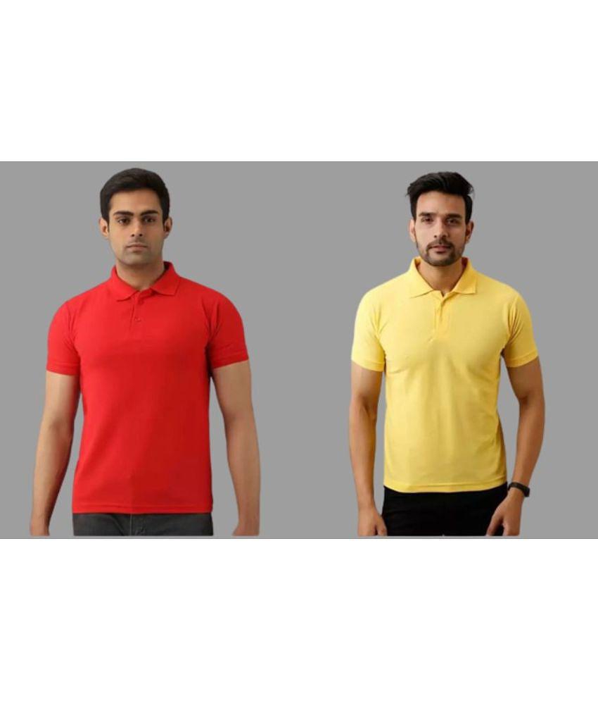 SKYRISE - Multicolor Cotton Blend Slim Fit Men's Polo T Shirt ( Pack of 2 ) - None