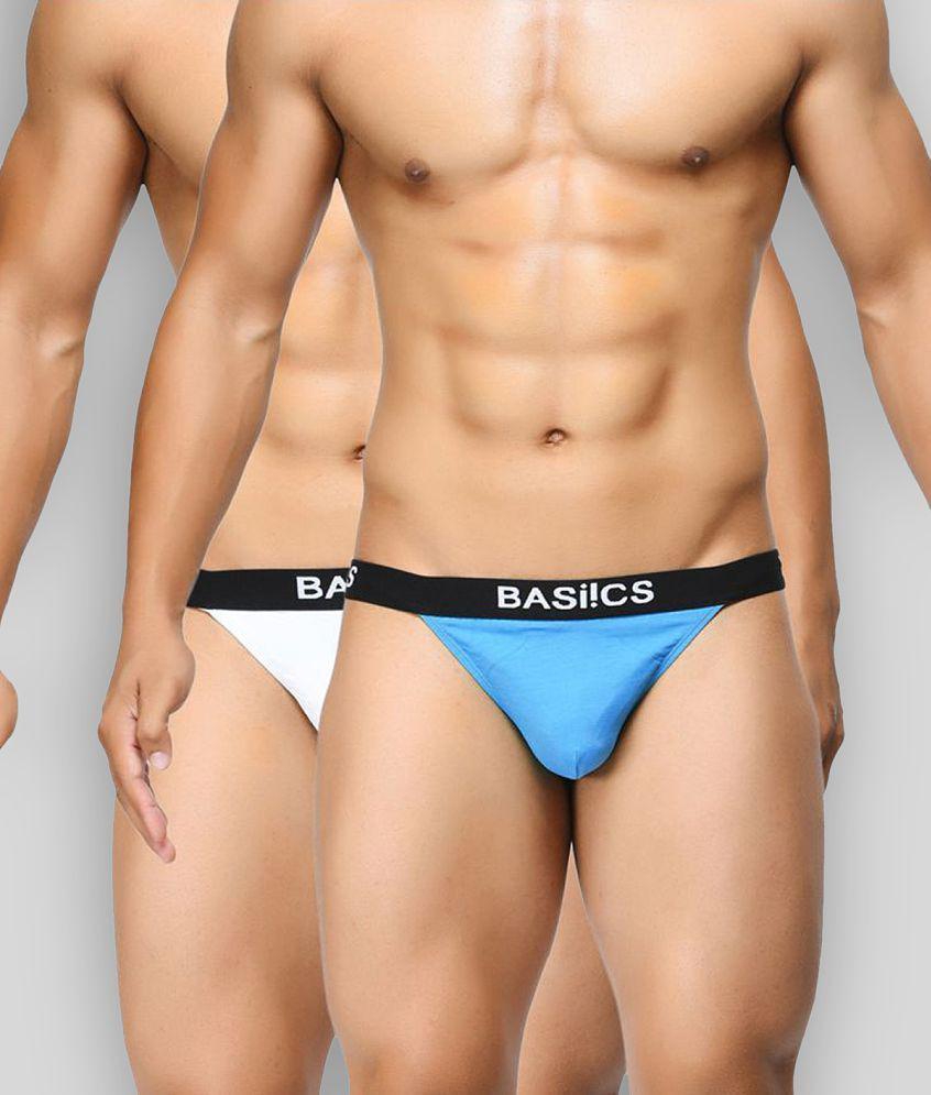 Top Men BASIICS By La Intimo - Multicolor Cotton Blend Mens Thongs ( Pack of 2 ) - L 2025 at Sho