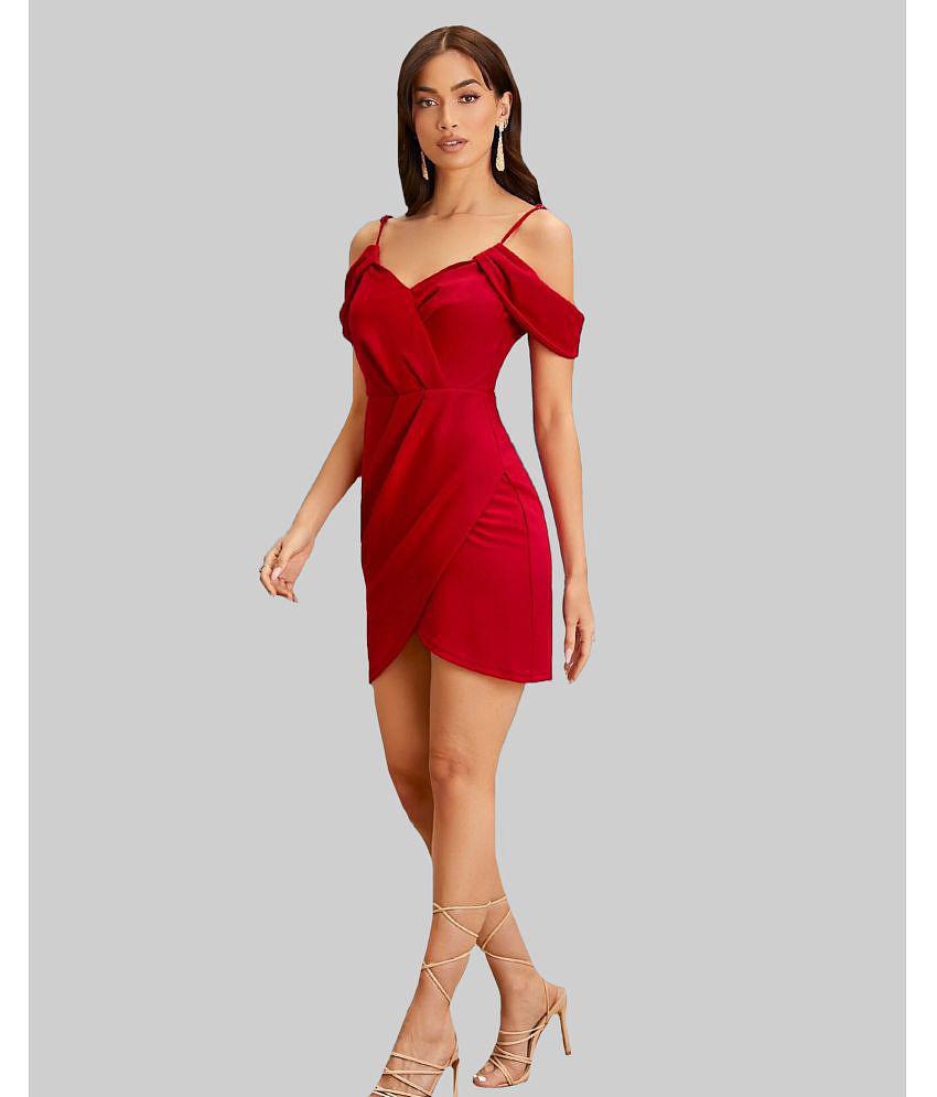 Modern Men Addyvero - Red Cotton Blend Women's Bodycon Dress ( Pack of 1 ) - None 2025 at ShopCi