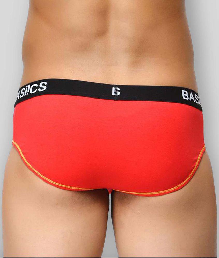 Affordable Men BASIICS By La Intimo - Red Cotton Blend Men's Briefs ( Pack of 1 ) - XL 2025 at S
