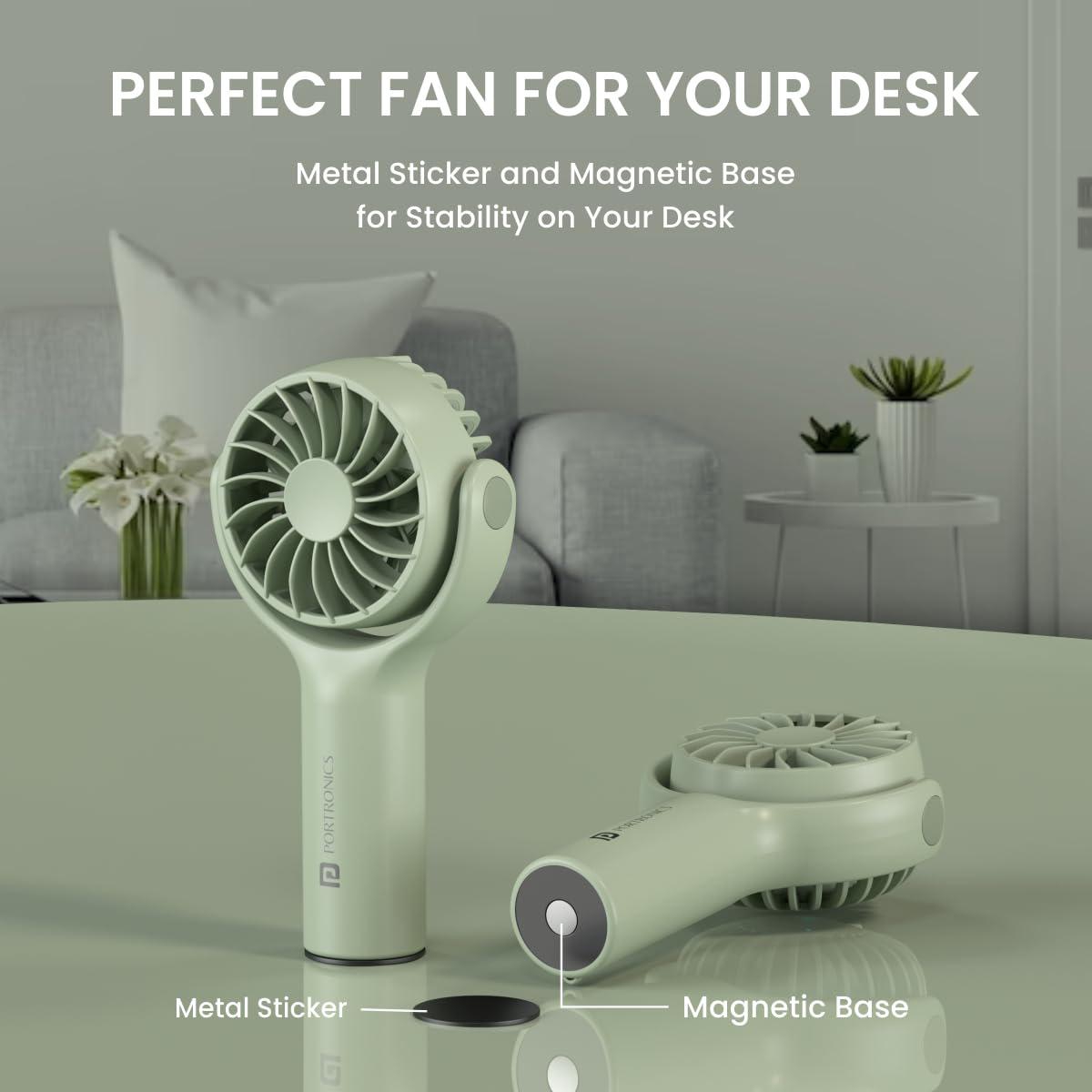 Portronics Toofan Mini Portable Rechargeable Fan (Green)