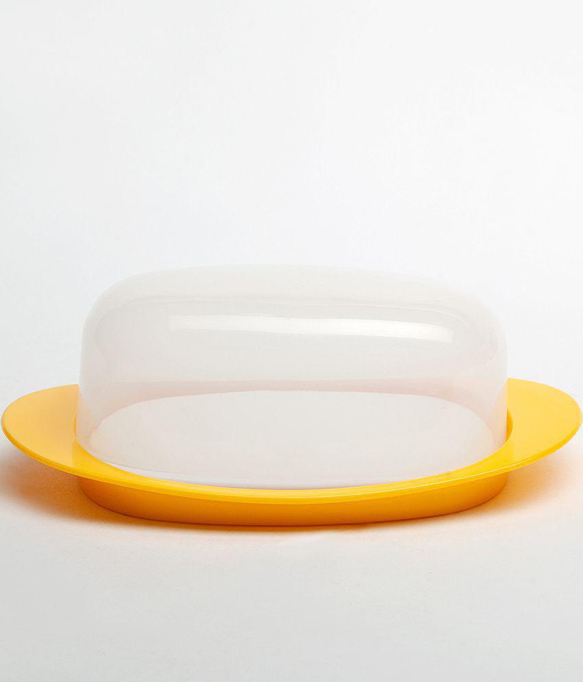 HOMETALES Plastic Butter Dish Container 500ml,Yellow (1U) - Yellow