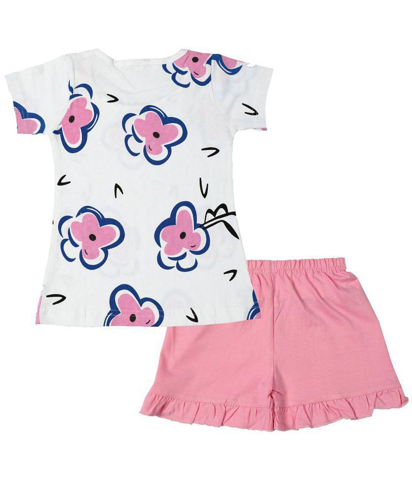 Latest Men CATCUB Girl's Cotton Top & Shorts / hot pants(Pink) - None 2025 at ShopCircuit | ONDC