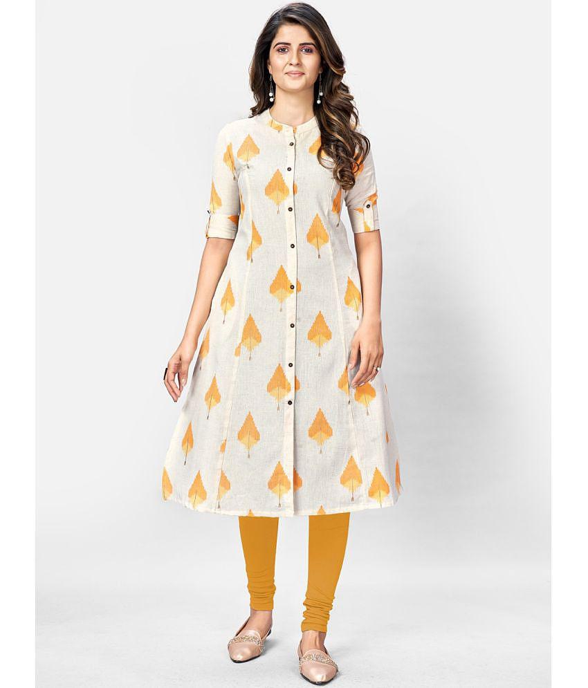 Latest Men Vbuyz - Beige Cotton Women''s Front Slit Kurti ( Pack of 1 ) - None 2025 at ShopCircu
