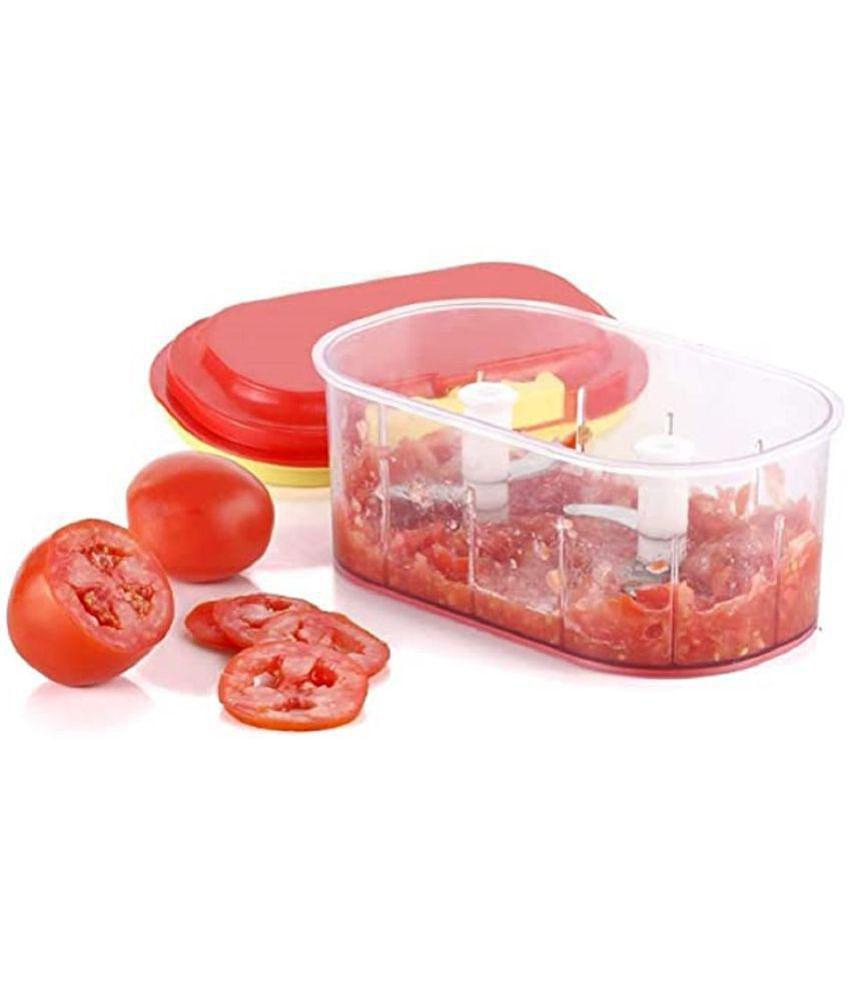 SRL Kitchen Product - Red Plastic Mannual Chopper 300 ml ( Pack of 1 ) - Red