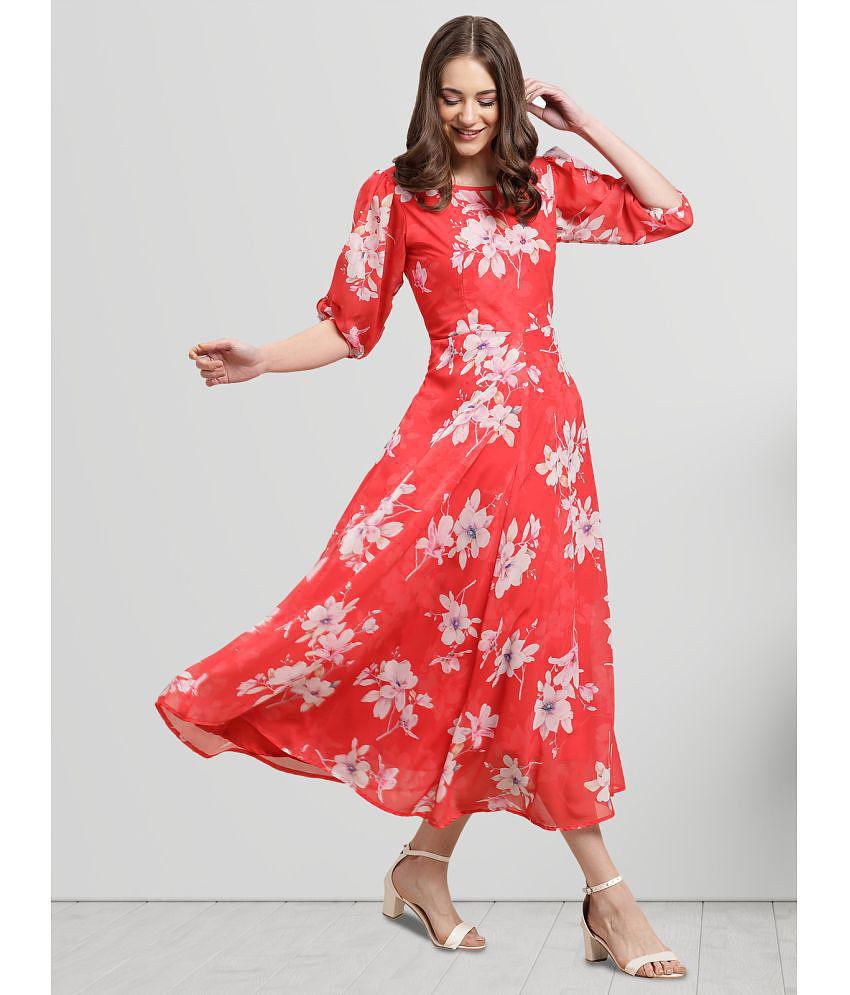 Stylish Women Fabflee Red Chiffon Gown - - None 2025 at ShopCircuit | ONDC