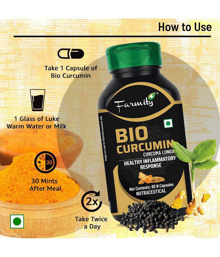 Farmity Bio-Curcumin With Bioperine 800 mg - 60 capsules | Supports Immunity Promotes Digestive Health