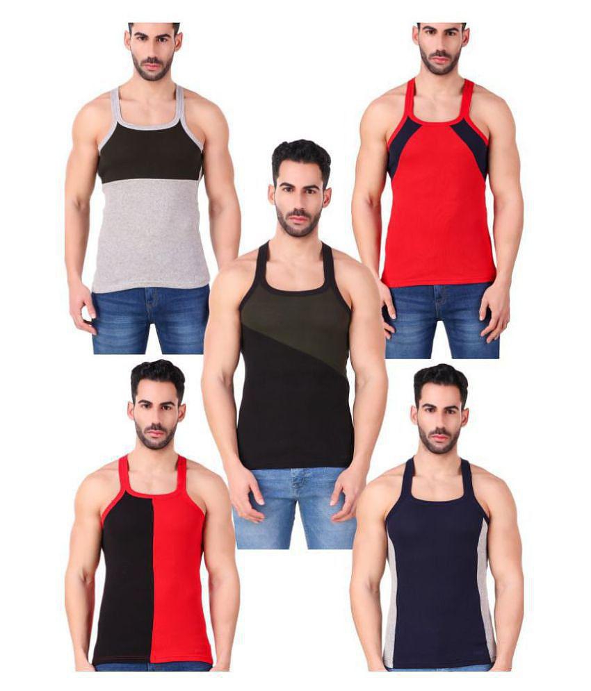 HAP Multi Sleeveless Vests Pack of 5 - L