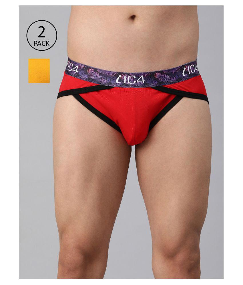 IC4 - Multicolor Cotton Blend Men's Briefs ( Pack of 2 ) - S