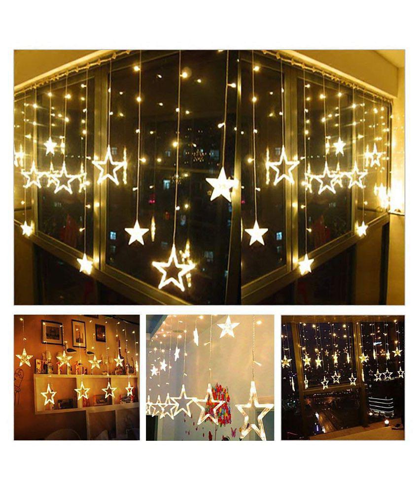 MIRADH 12 Stars 138 LED, 8 Modes Curtain String Lights - Yellow