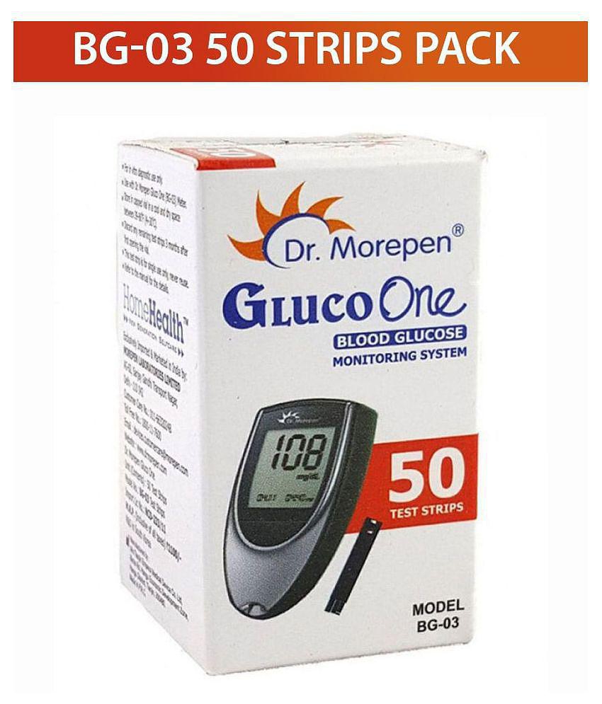 Dr. Morepen BG03 Bloodglucose Test Strips, 50 Strips (Black/White)