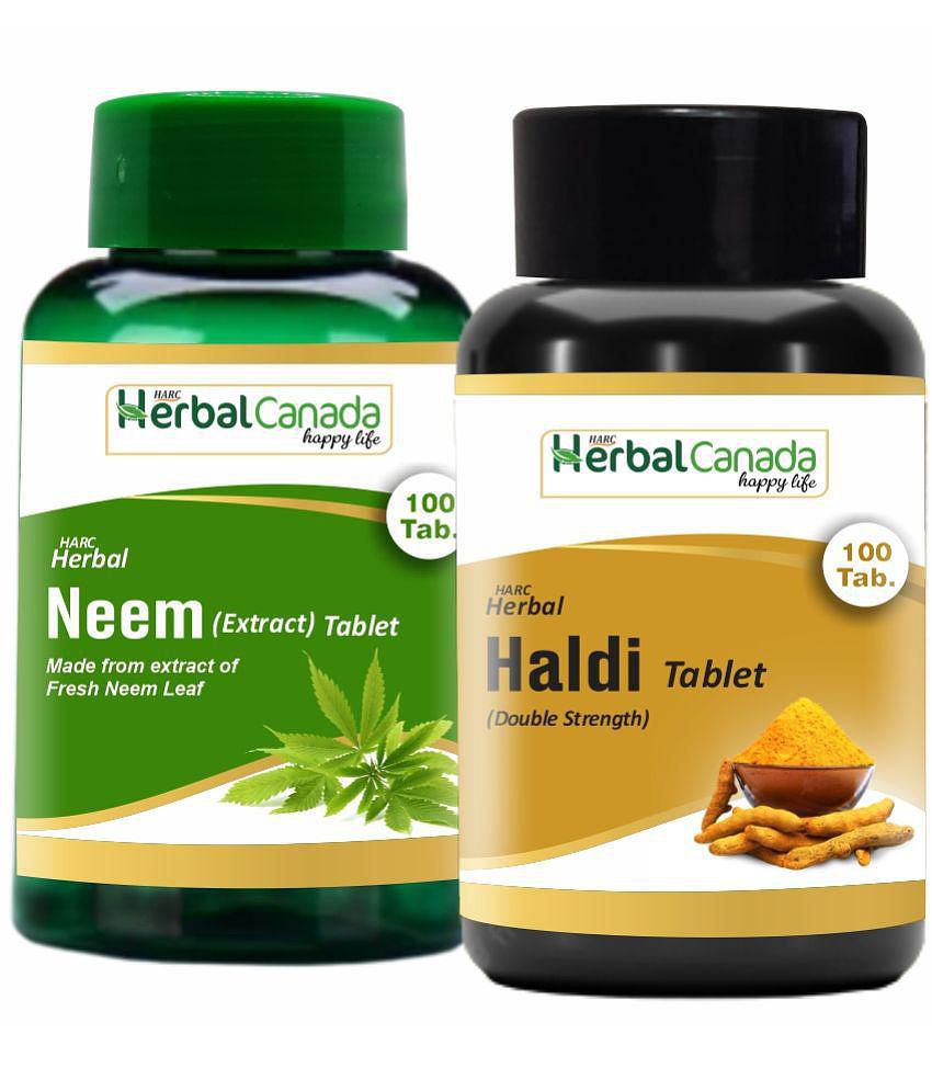 Herbal Canada Neem100+Haldi100 Tablet 100 no.s Pack Of 2