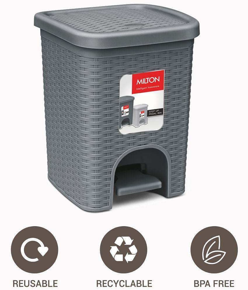 Milton Step Up Pedal Bin with Removable Inner Bin, 1 Piece, 4 Litre, Grey