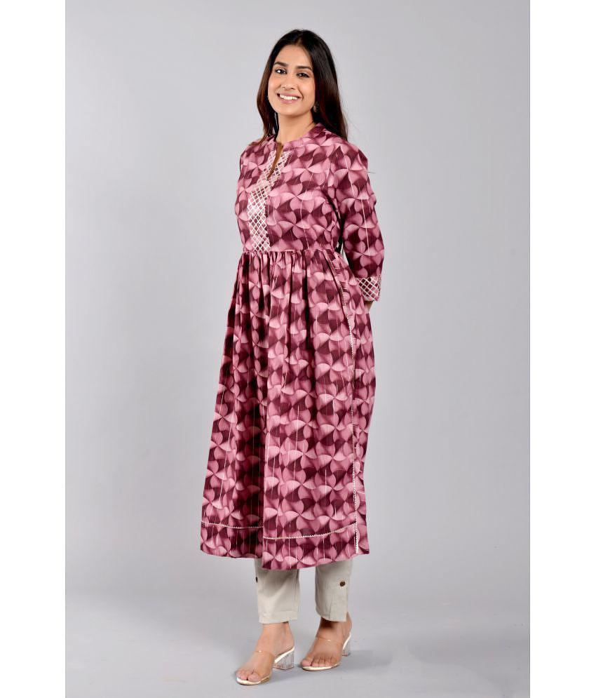 Buy Online Plo ZAMAISHA - Wine Rayon Women's Flared Kurti ( Pack of 1 ) - None