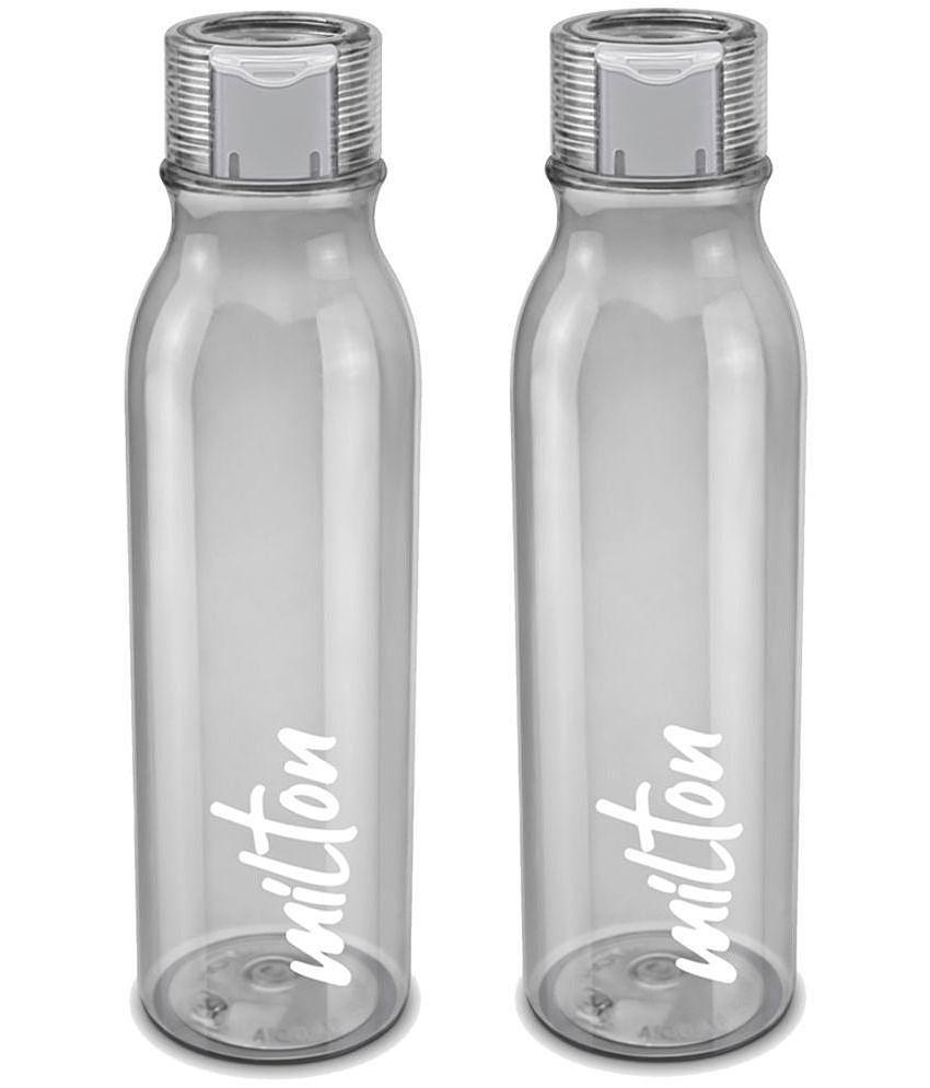 Milton Name Tag Pet Water Bottle, Set of 2, 1 Litre Each, Grey - Grey