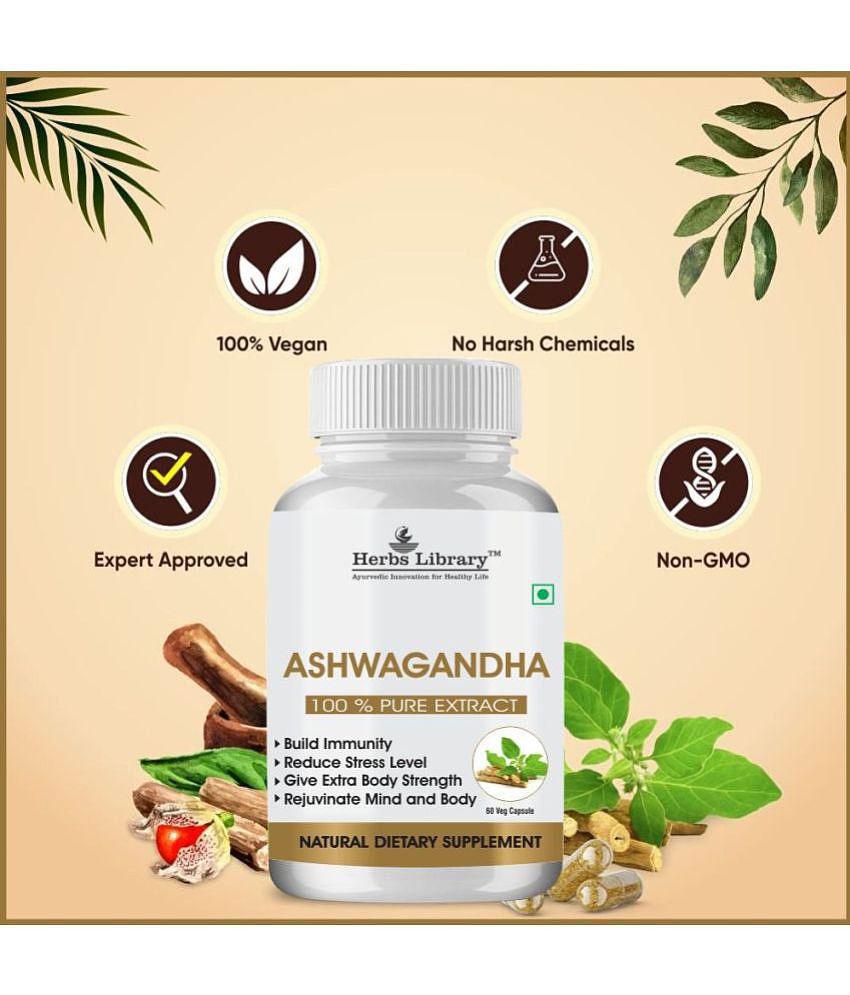 Herbs Library Ashwagandha Extract , Improve Muscles Strength, Energy and Immunity, 60 Capsules