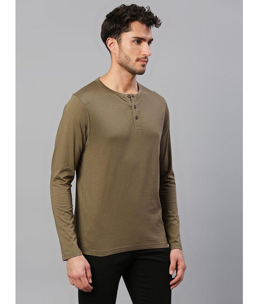 Sophisticated Men Dennis Lingo - Olive 100% Cotton Slim Fit Men's T-Shirt ( Pack of 1 ) - None 2