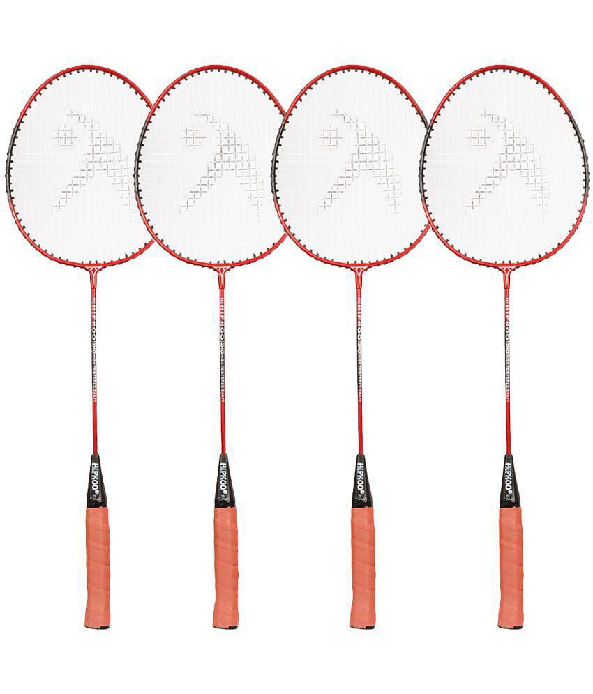 Hipkoo Sports High Quality Wide Body Aluminum Badminton Ruby Racket with Cover, Ideal for Beginner, Flexible, Lightweight & Sturdy (Multicolor, Set of 4)