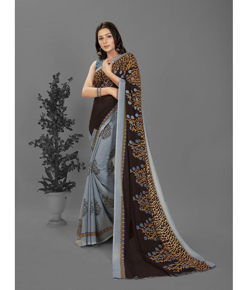 Anand Sarees - Grey Georgette Saree With Blouse Piece ( Pack of 1 ) - Grey