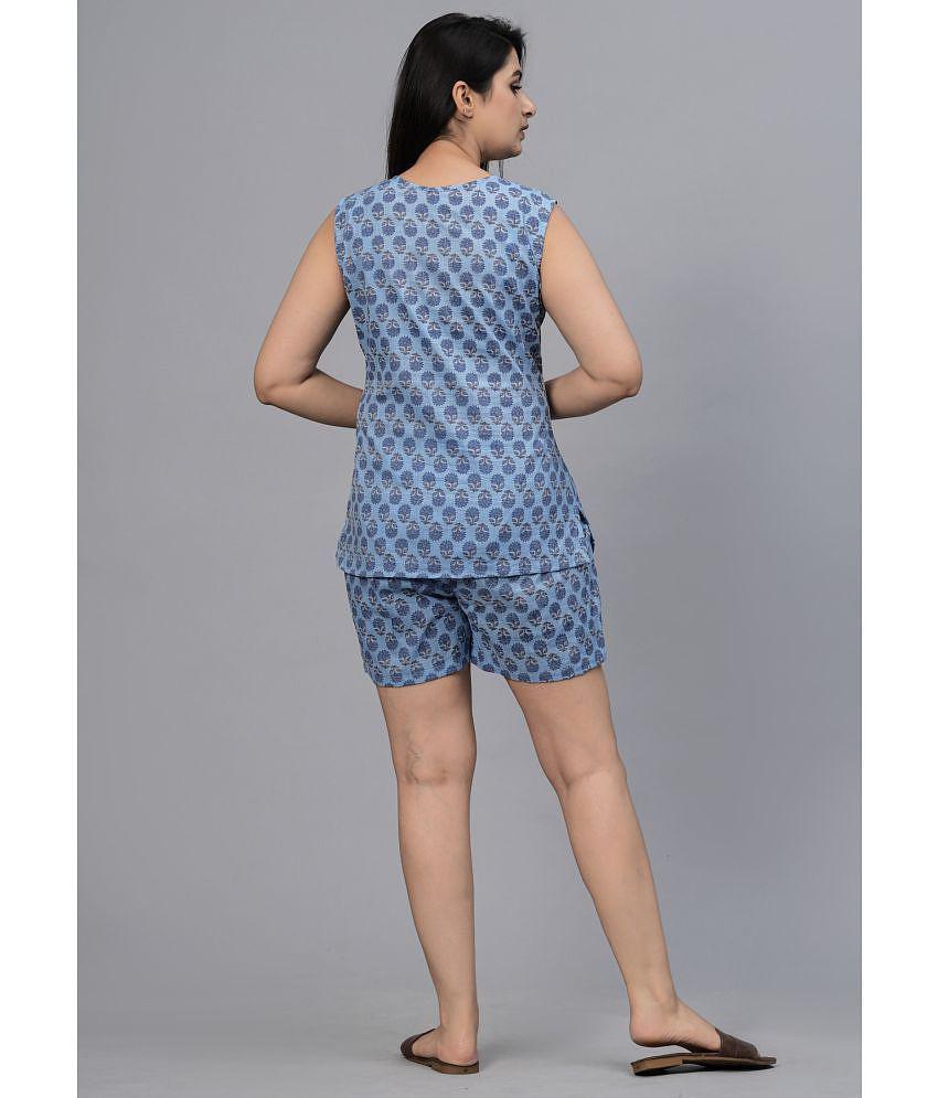 Best Men Frionkandy Blue Cotton Womens Nightwear Nightsuit Sets ( Pack of 1 ) - None 2025 at Sho