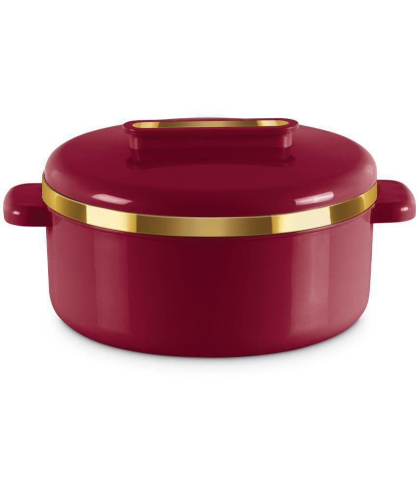 Milton Curve 2500 Inner Stainless Steel Casserole, 2.15 Litres, Maroon | BPA Free | Food Grade | Easy to Carry | Easy to Store | Chapati | Roti | Curd Maker - Maroon