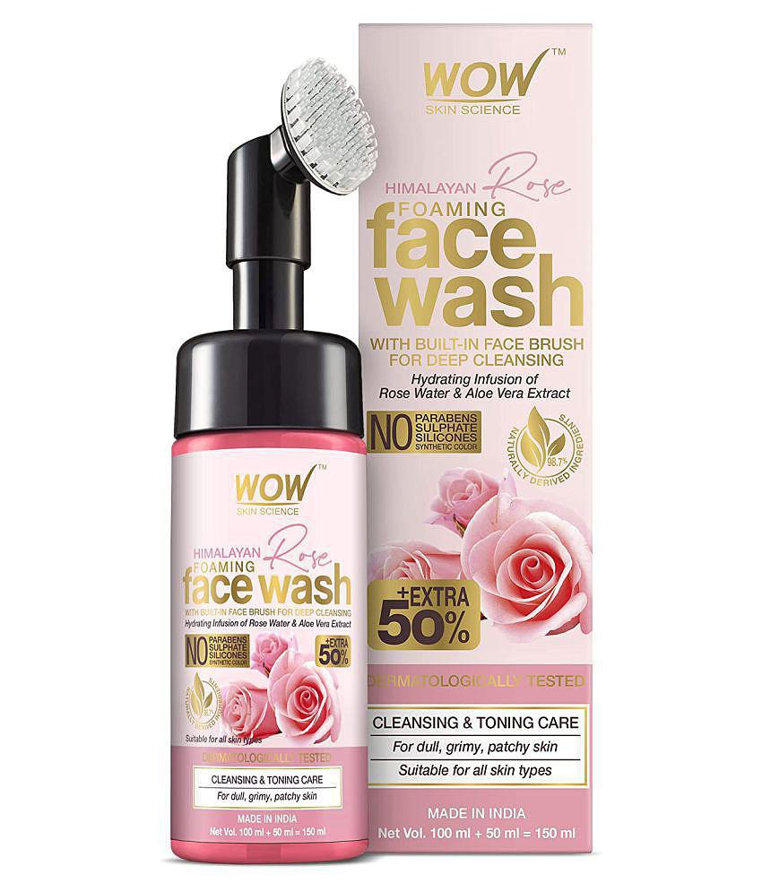 WOW Skin Science Himalayan Rose Foaming Face Wash with Built-in Face Brush - 100mL