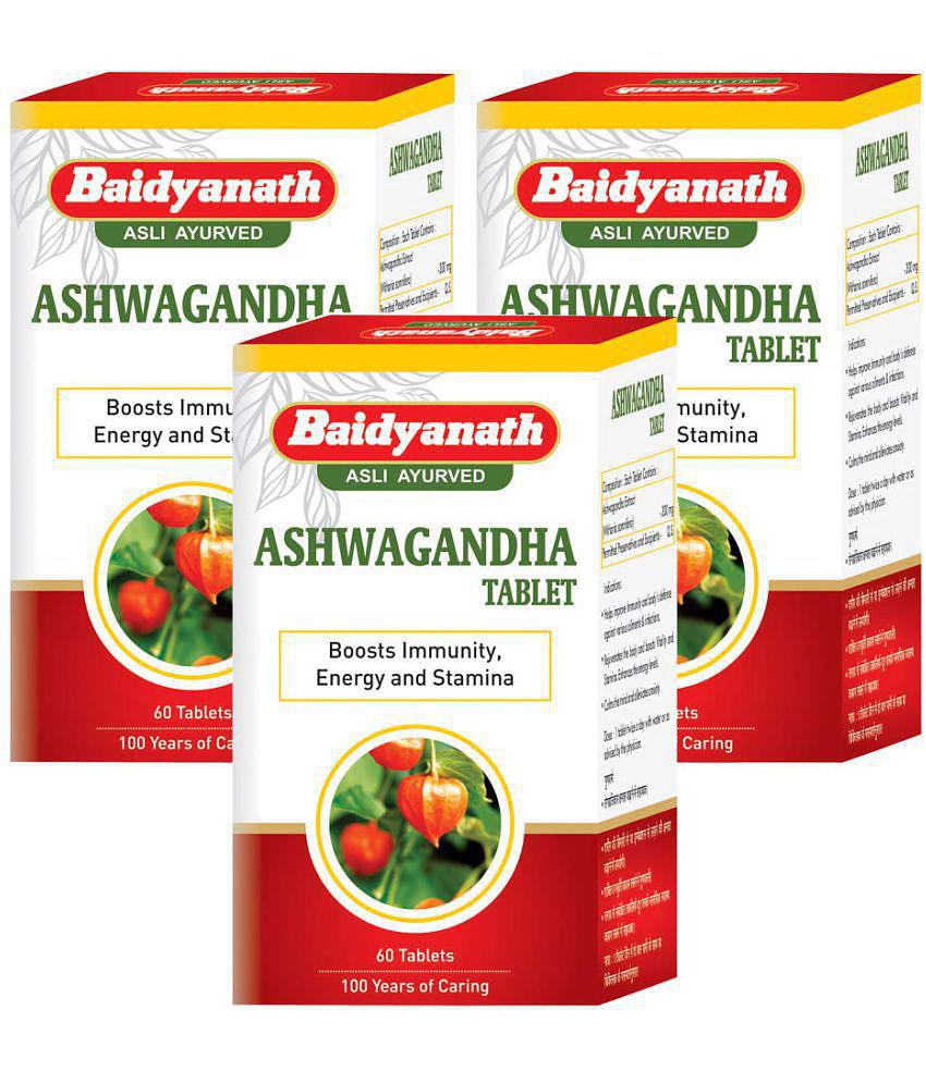 Baidyanath Ashwagandha Tablet 60 no.s Pack of 3