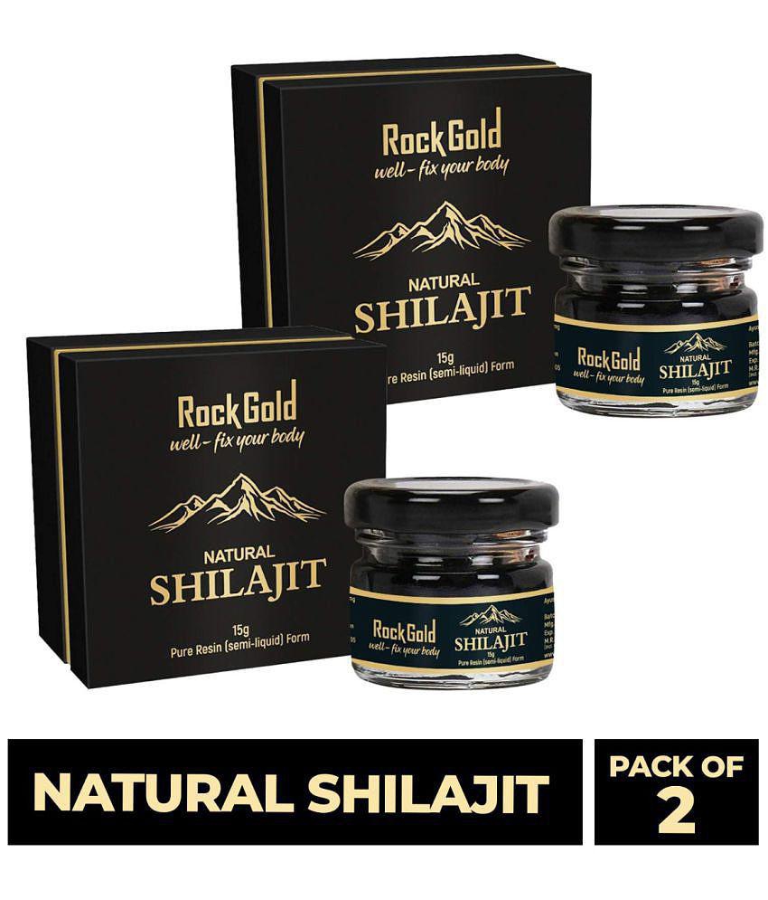 Rockgold Pure Ayurvedic Raw Shilajit/Shilajeet Resin (Semi Liquid) - 15 Gram (Pack of 2)