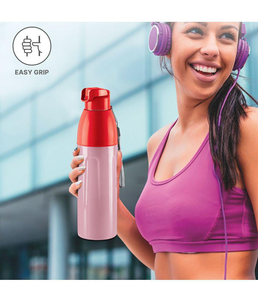 Milton Kool Convex 900 Insulated Inner Pet Water Bottle, 700 ml, Light Red | Easy To Carry | Leak Proof | School | Office | Gym | Hiking | Treking | Travel Bottle - Red