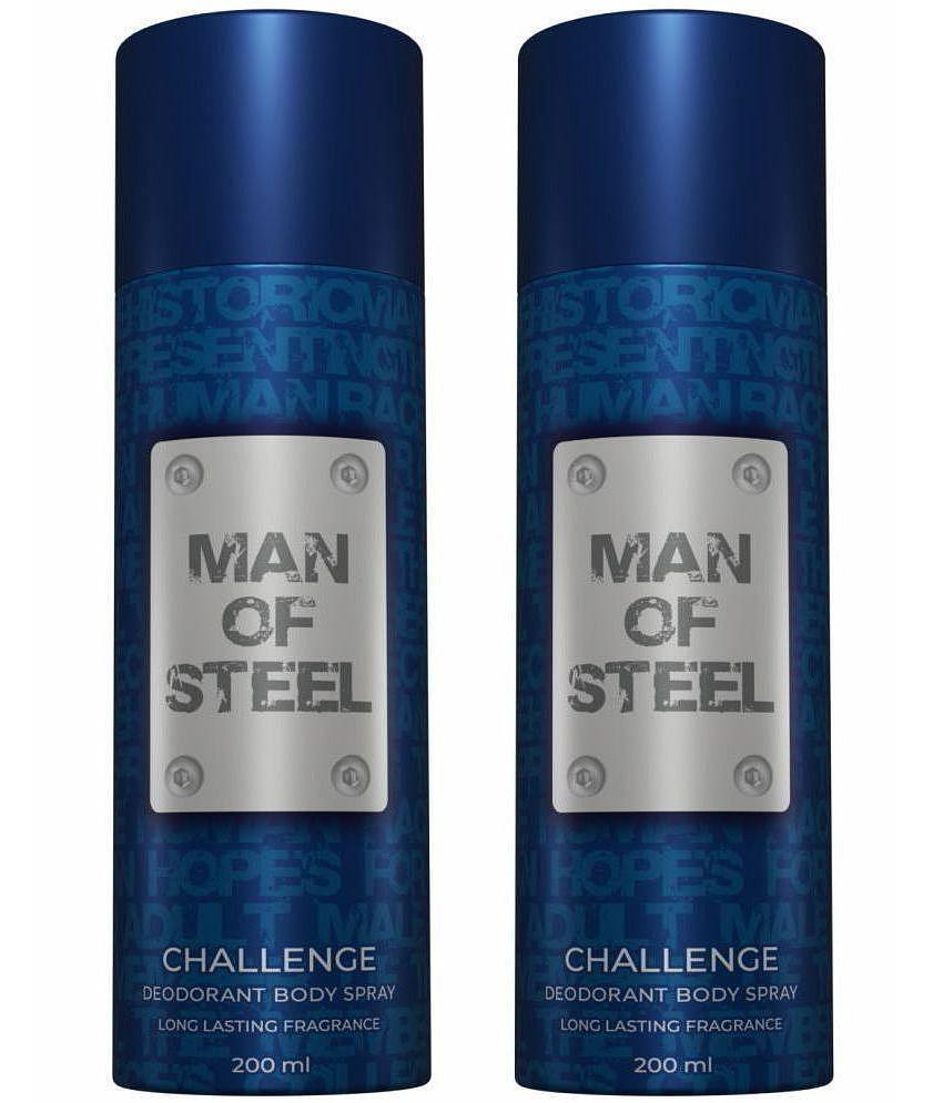 Denver Man Of Steel Challenge Deodorant Spray for Men 400 ml ( Pack of 2 )