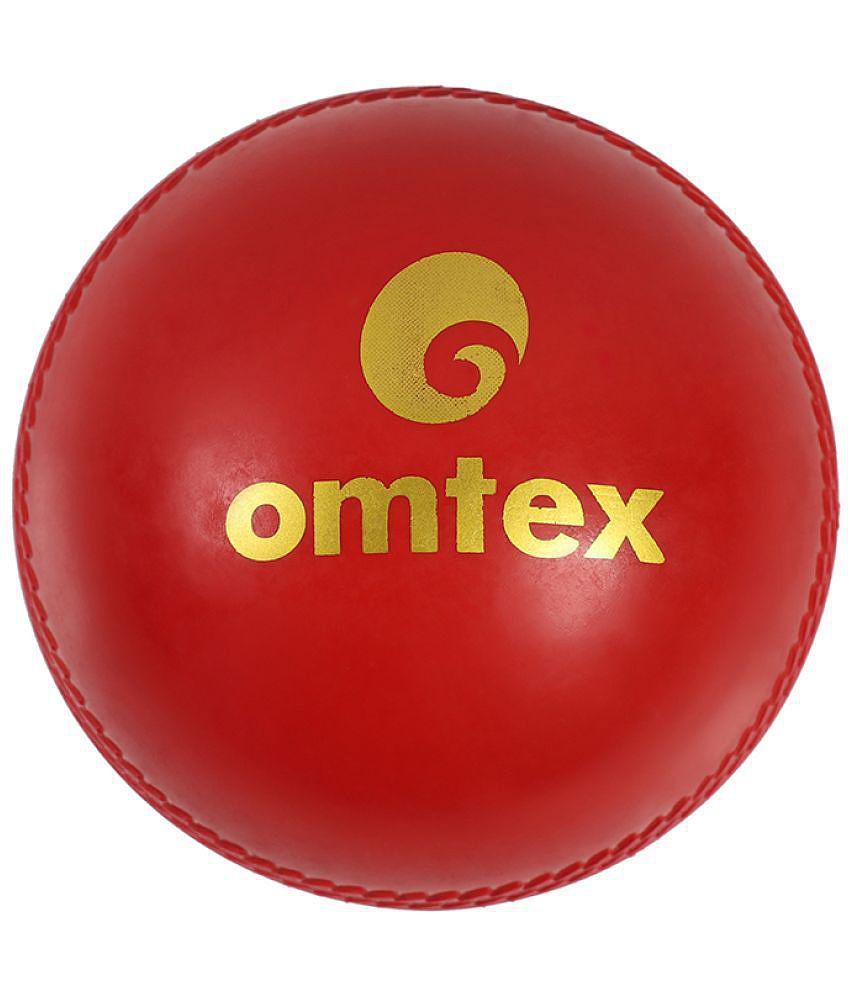 Omtex - Red Leather Cricket Ball ( Pack of 1 ) - M(Youth)