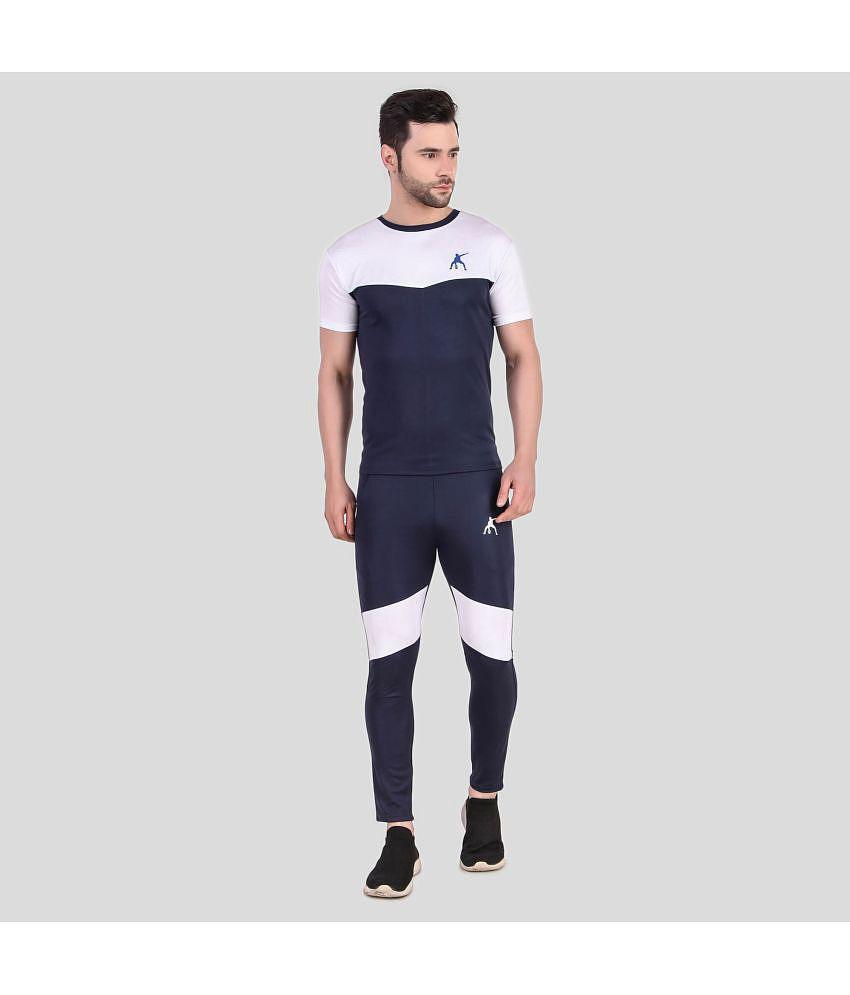 Preen Blue Polyester Regular Fit Solid Mens Sports Tracksuit ( Pack of 1 ) - None