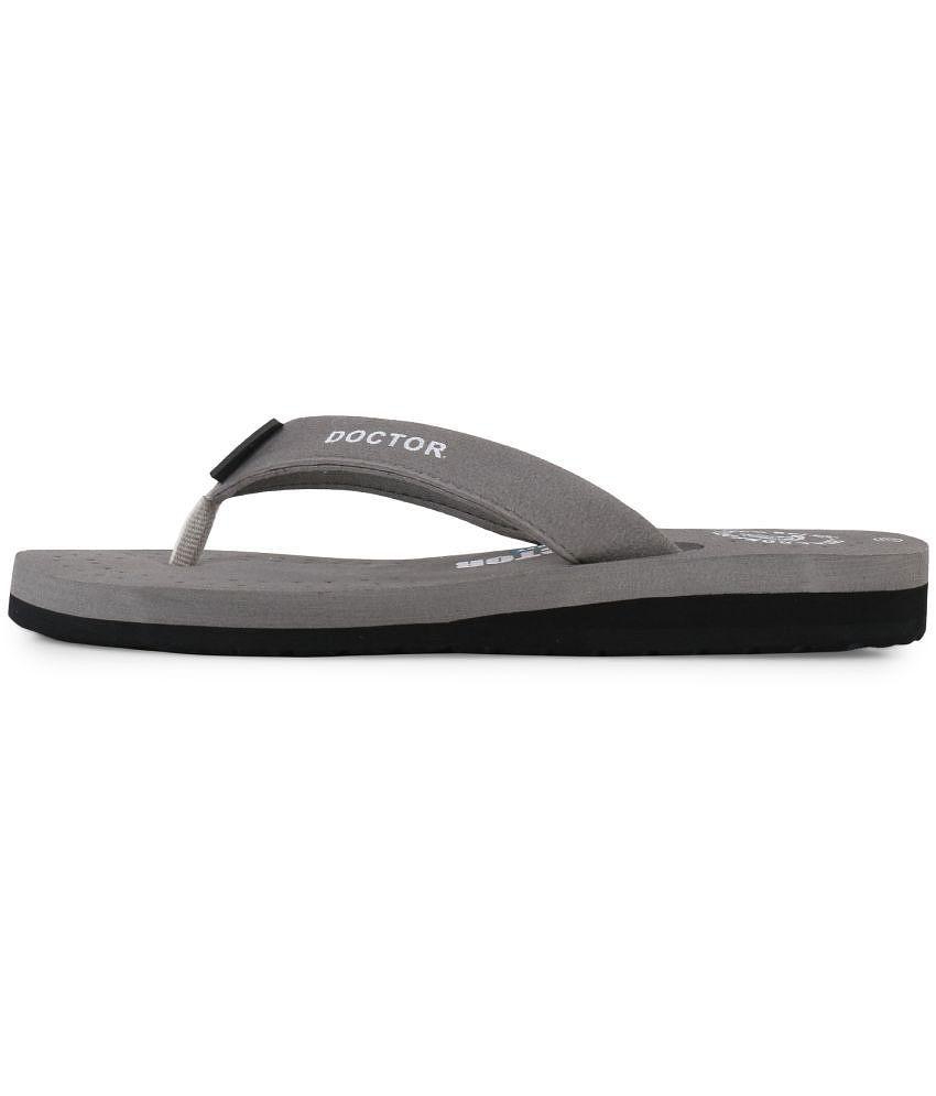 DOCTOR EXTRA SOFT - Dark Grey Womens Thong Flip Flop - None