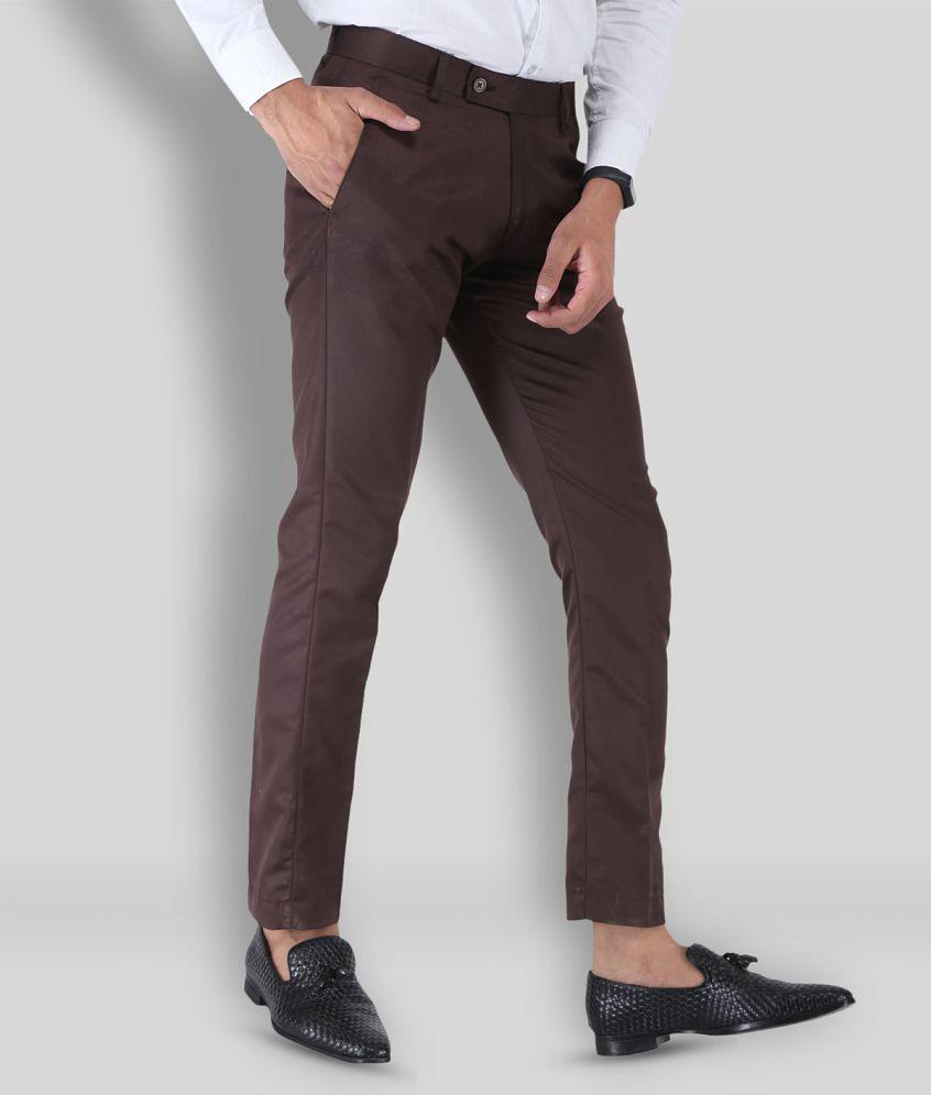 SREY - Coffee Polycotton Slim - Fit Men's Chinos ( Pack of 2 ) - None