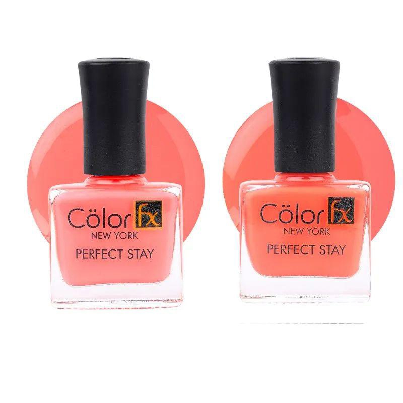 Color Fx New York Perfect Stay Premium Non UV Gel Light Pink & Coral Pink Pack of 2 Nail Polish