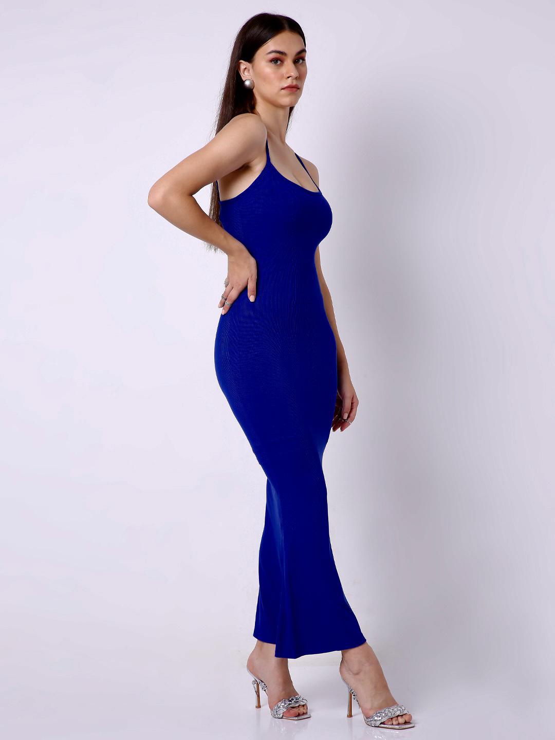 Built in Bra and Shapewear Blue Cami Long Dress